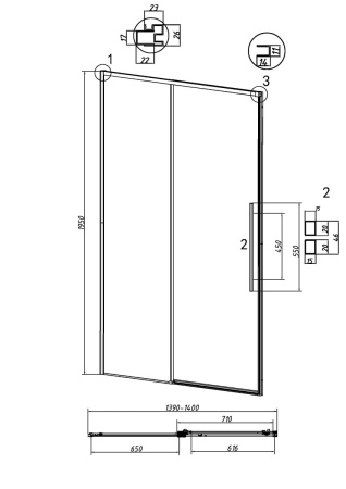 Душевая дверь Grossman Galaxy 100.K33.01.140.42.10 140х195 стекло тонированное профиль графит